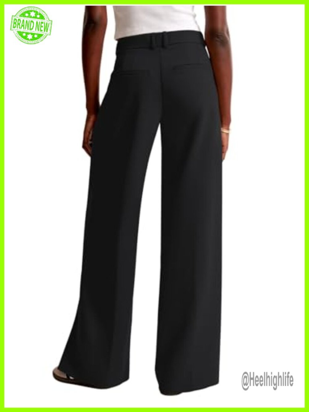 Wide Leg High Waisted Dress Trousers with Pockets Business Casual Work Pants - Picture 4 of 6